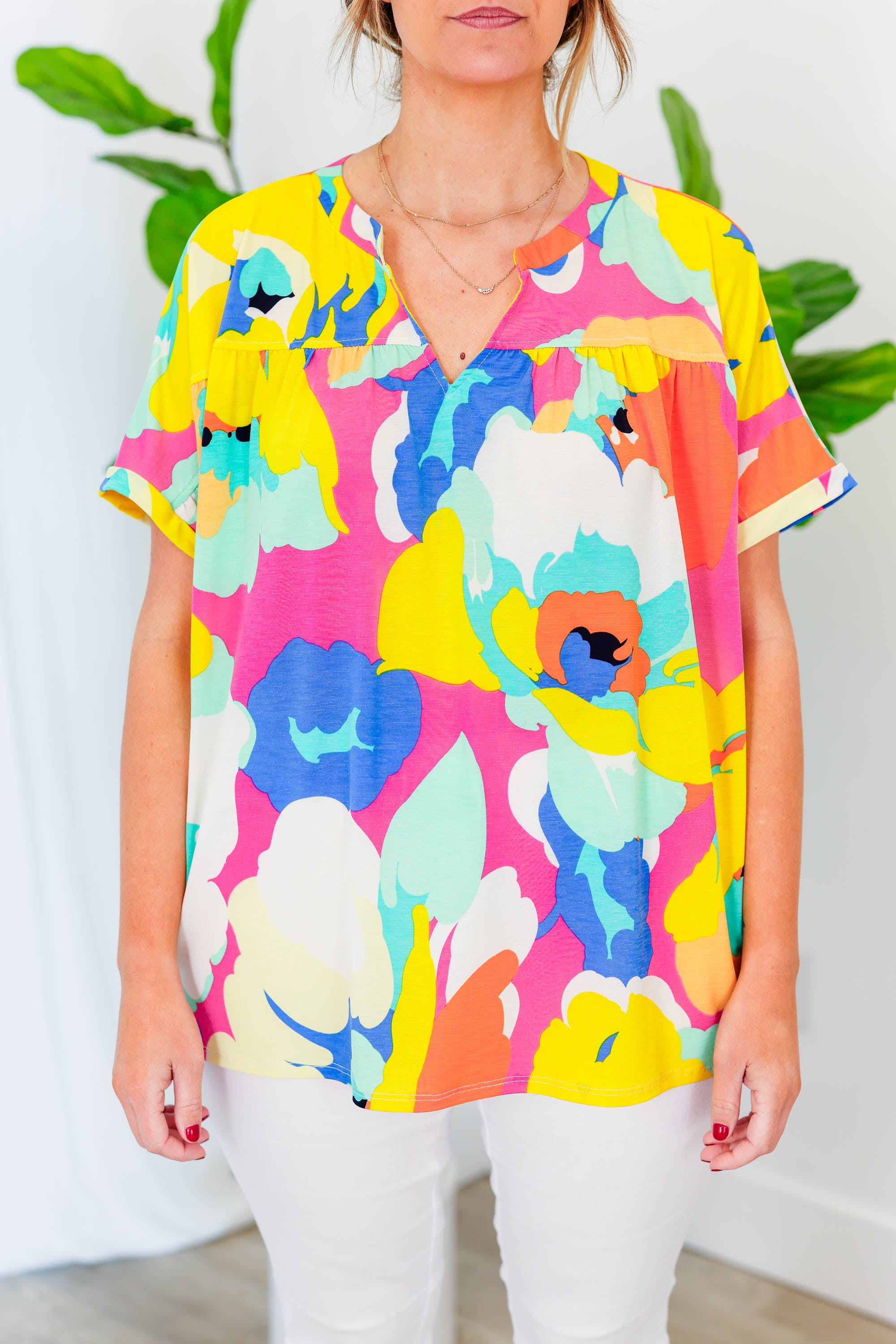 South Of The Sea Top. Yellow-Mint