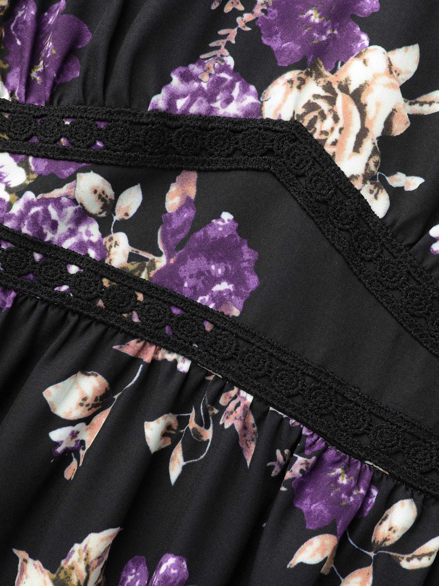 V-Neck Floral Bust Defining Lace Dress