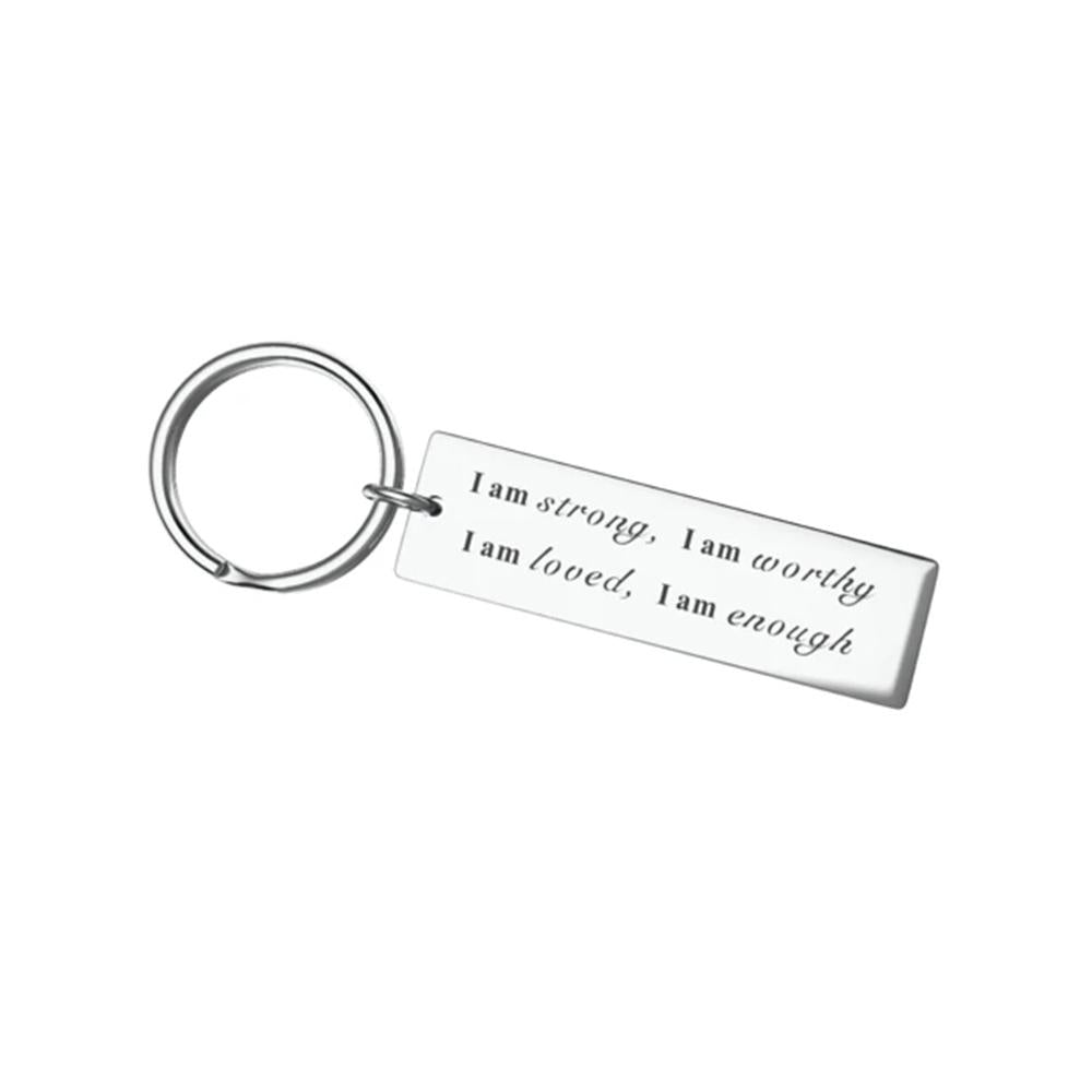 Stainless Steel  I am strong Keychain