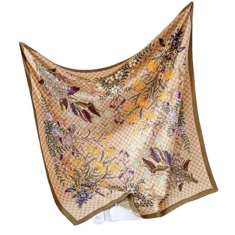 Women's Elegant Color Block Satin Printing Silk Scarf
