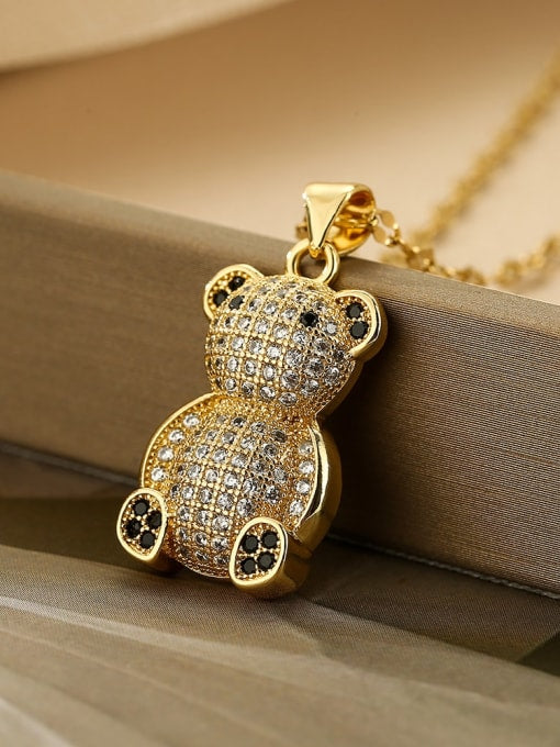 Cubic Zirconia Bear Pendant & Chain