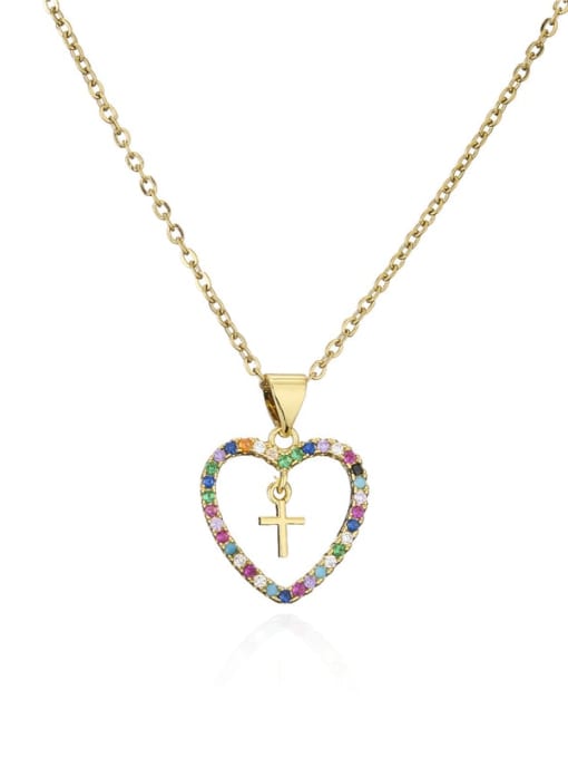 Hollow Heart with Cross Pendant & Chain