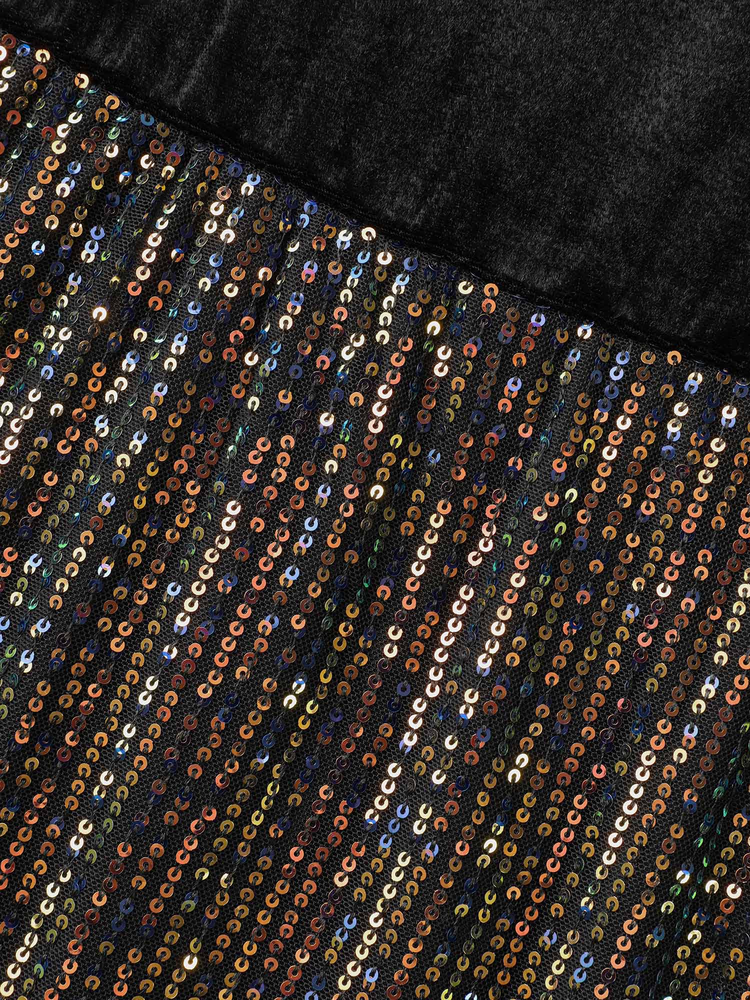 Velvet Sequin Patchwork Tie Knot Dress