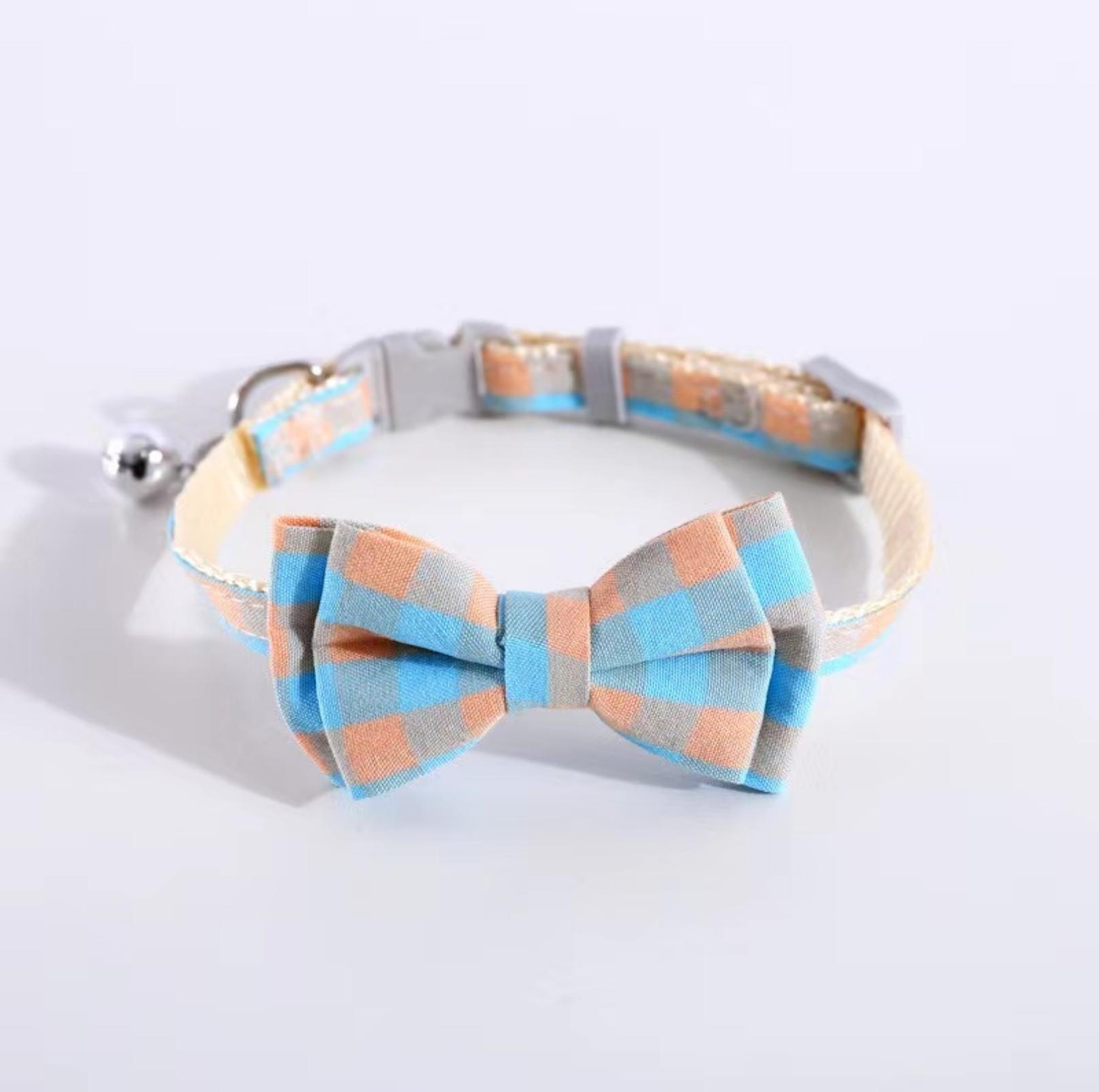 Colourful Plaid Bow Style Adjustable Pet Collar