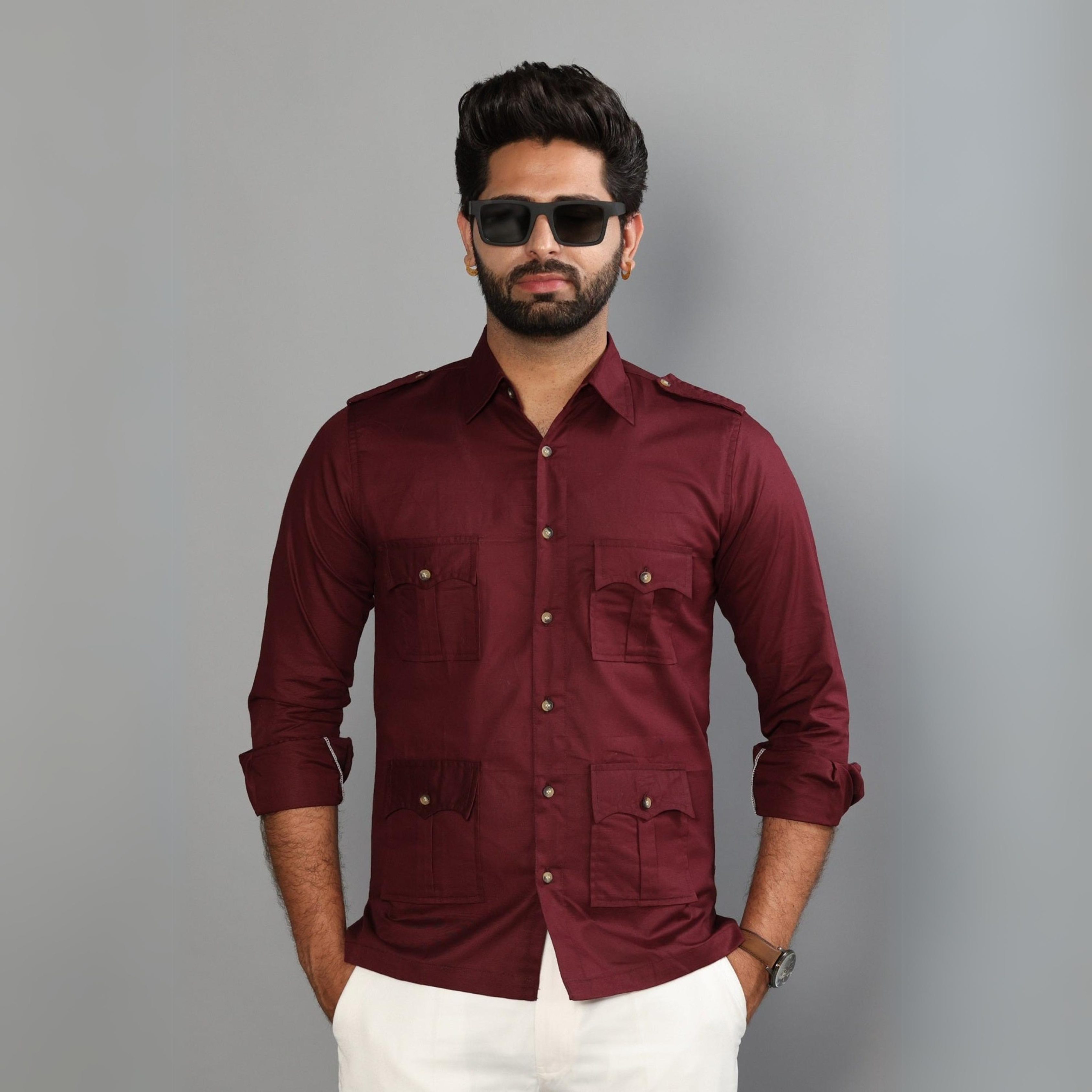 Maroon Turkish Linen Hunting Shirt