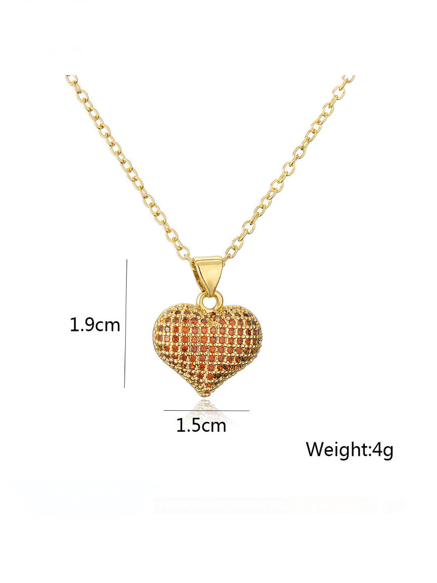Cubic Zirconia Heart Pendant & Chain