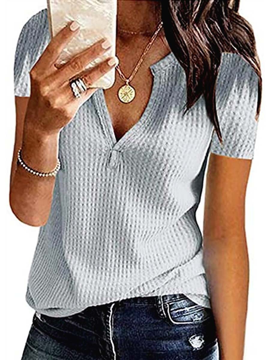 V-Neck Solid Color T-Shirt (16 colors)