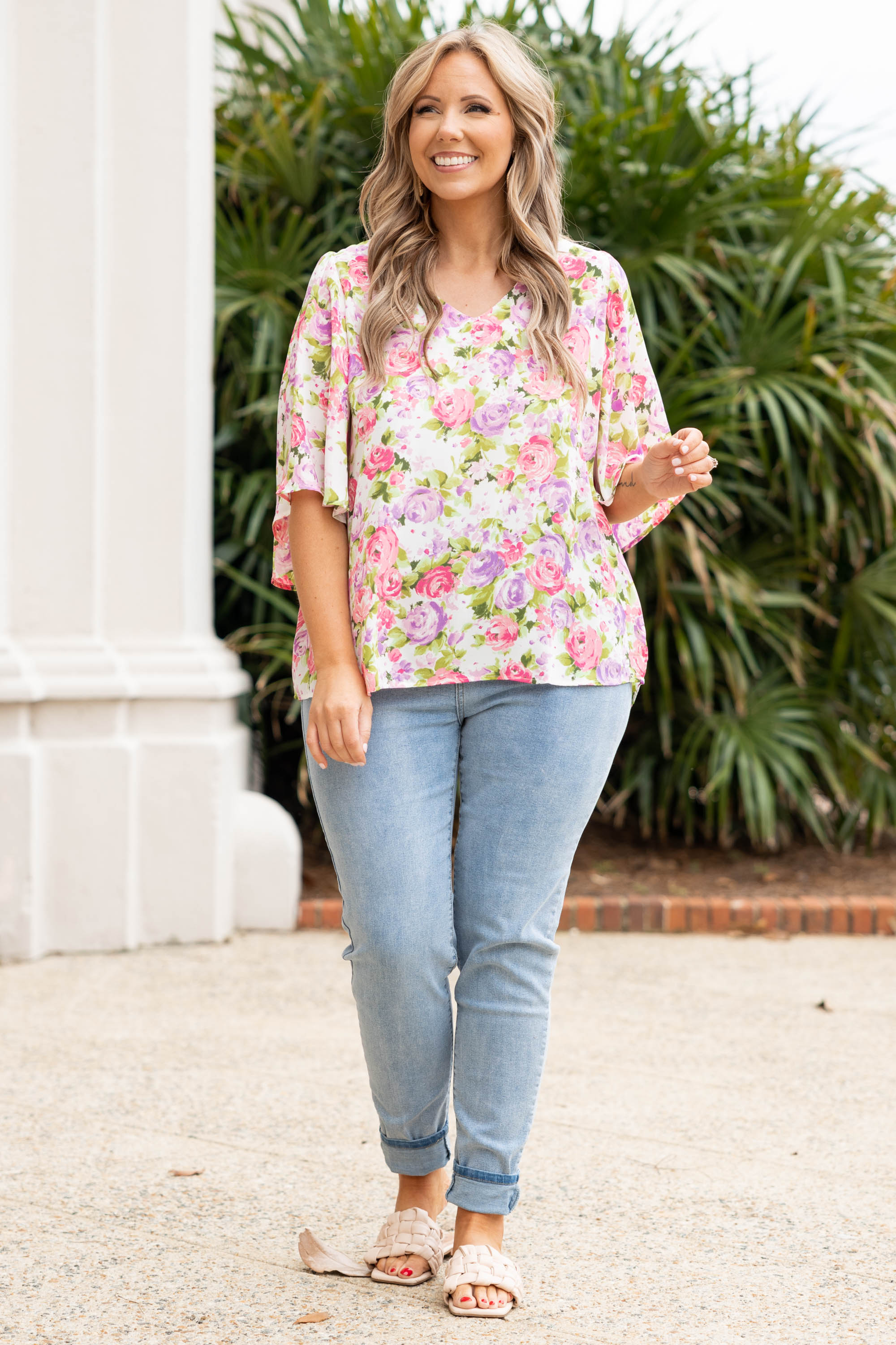 The Latest Night Top. Ivory Multi