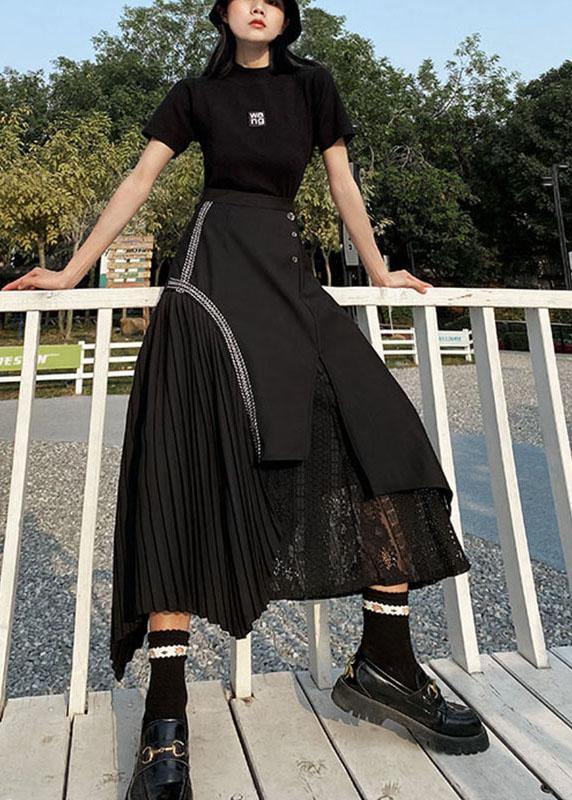 Black asymmetrical Besign Summer Patchwork Lace Skirts