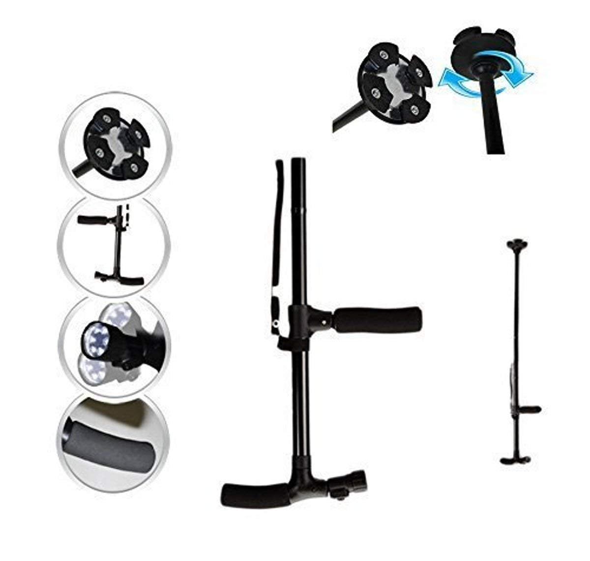 Twin Grip Cane LED Folding Walking Triple Head Pivot Base Adjustable