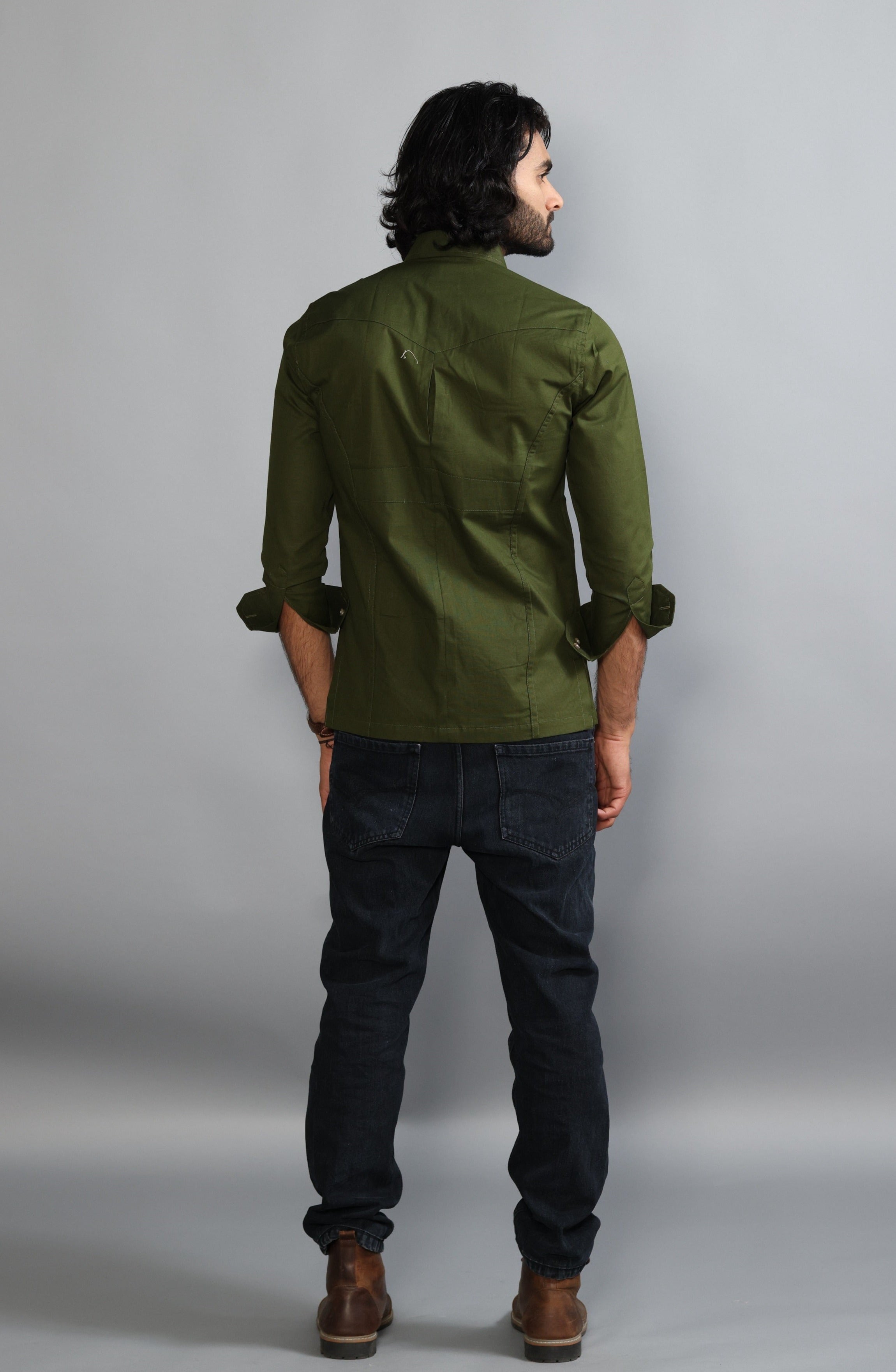 Battle Green Turkish Linen Hunting Shirt