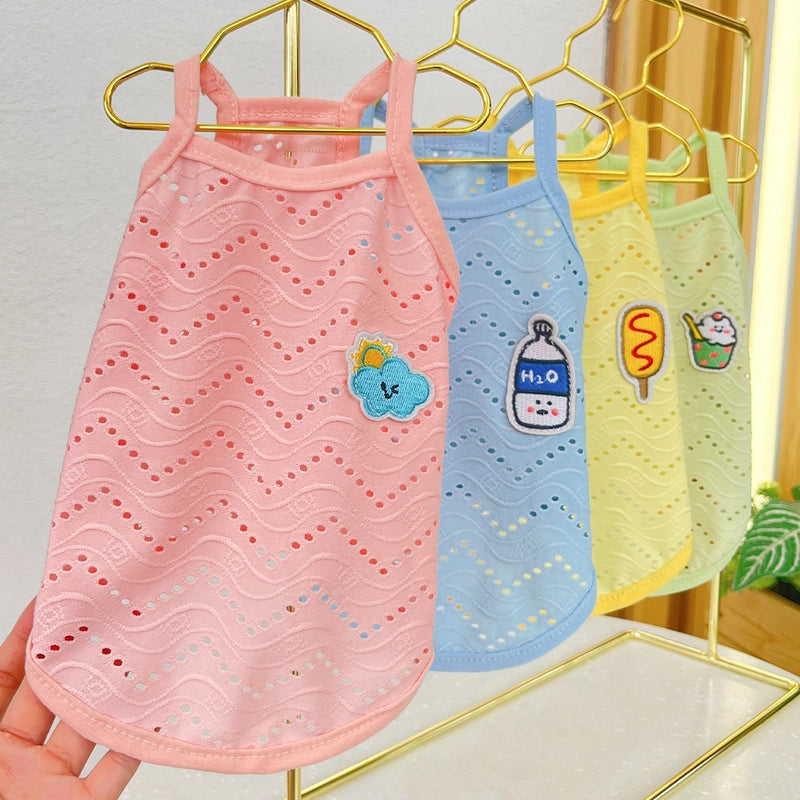 Spring And Summer Puppy Clothes Simple Sling Thin Breathable Small Dog Two-legged Pet Cat Clothes