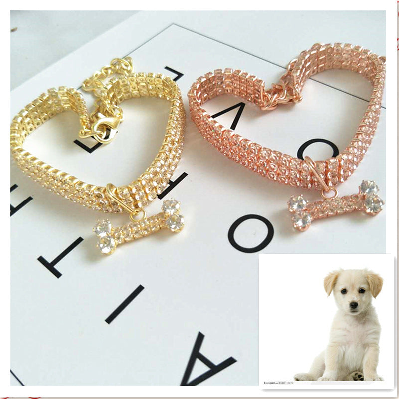 Rhinestone Bone Shaped Dog Collar