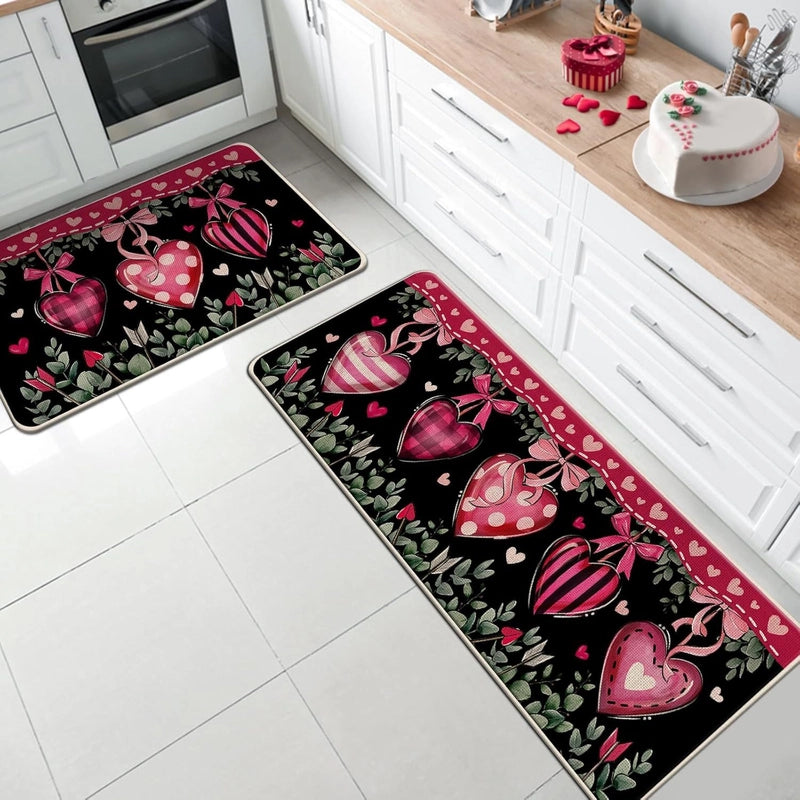 Valentine'S Day Casual Elegant Stripe Heart Shape Polyester Carpet Bathing