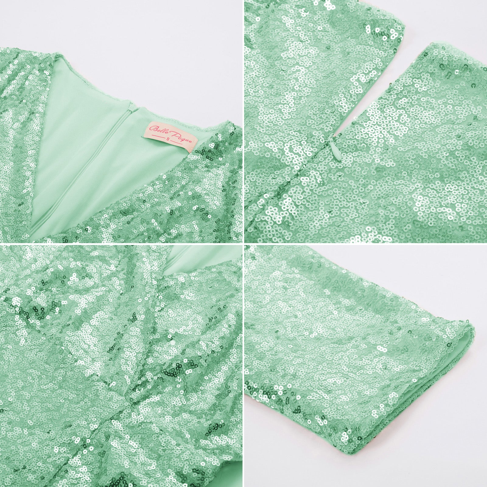 Vintage 50s Sequin Pencil Dress V Neck Glitter Dresses