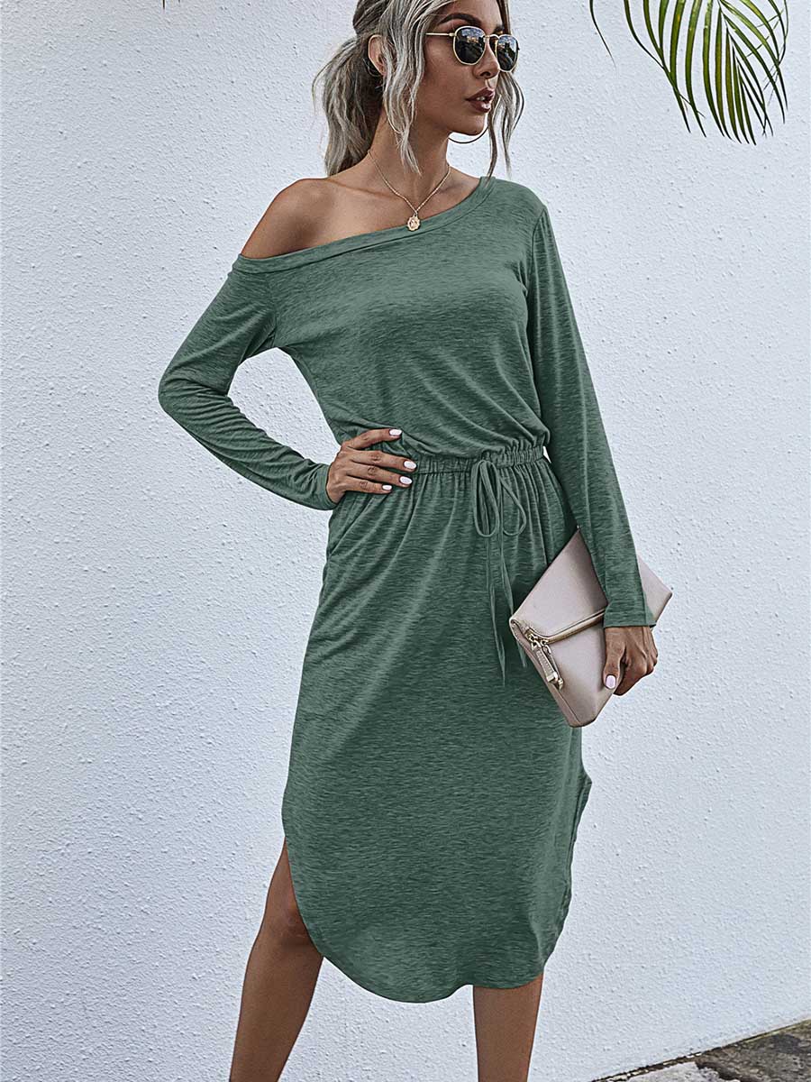 Strapless Long Sleeve Split Dress
