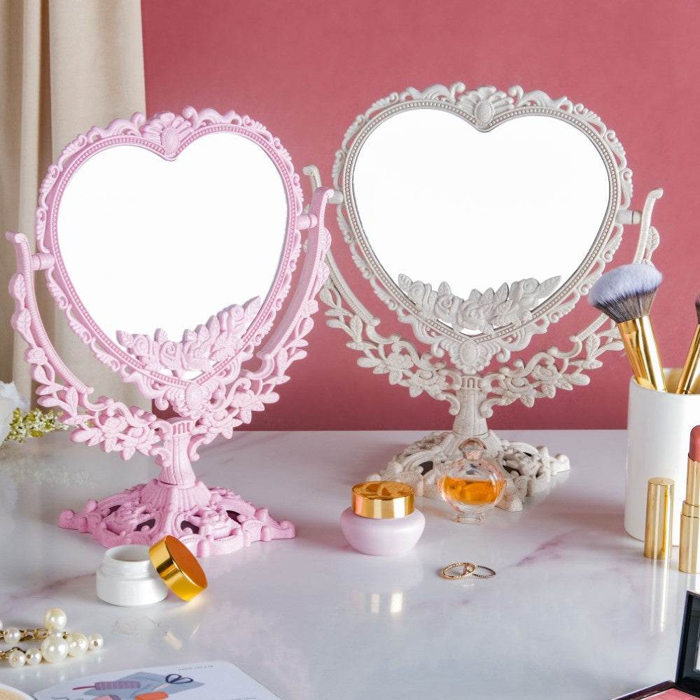 Vintage Heart Double Sided Mirror Ivory