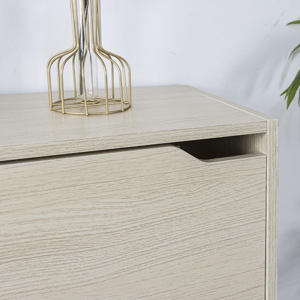 Wood Shoe Cabinet with 3 Doors, Shoe Cabinets, Retractable Handles, Double Depth, 63 x 24 x 115 cm