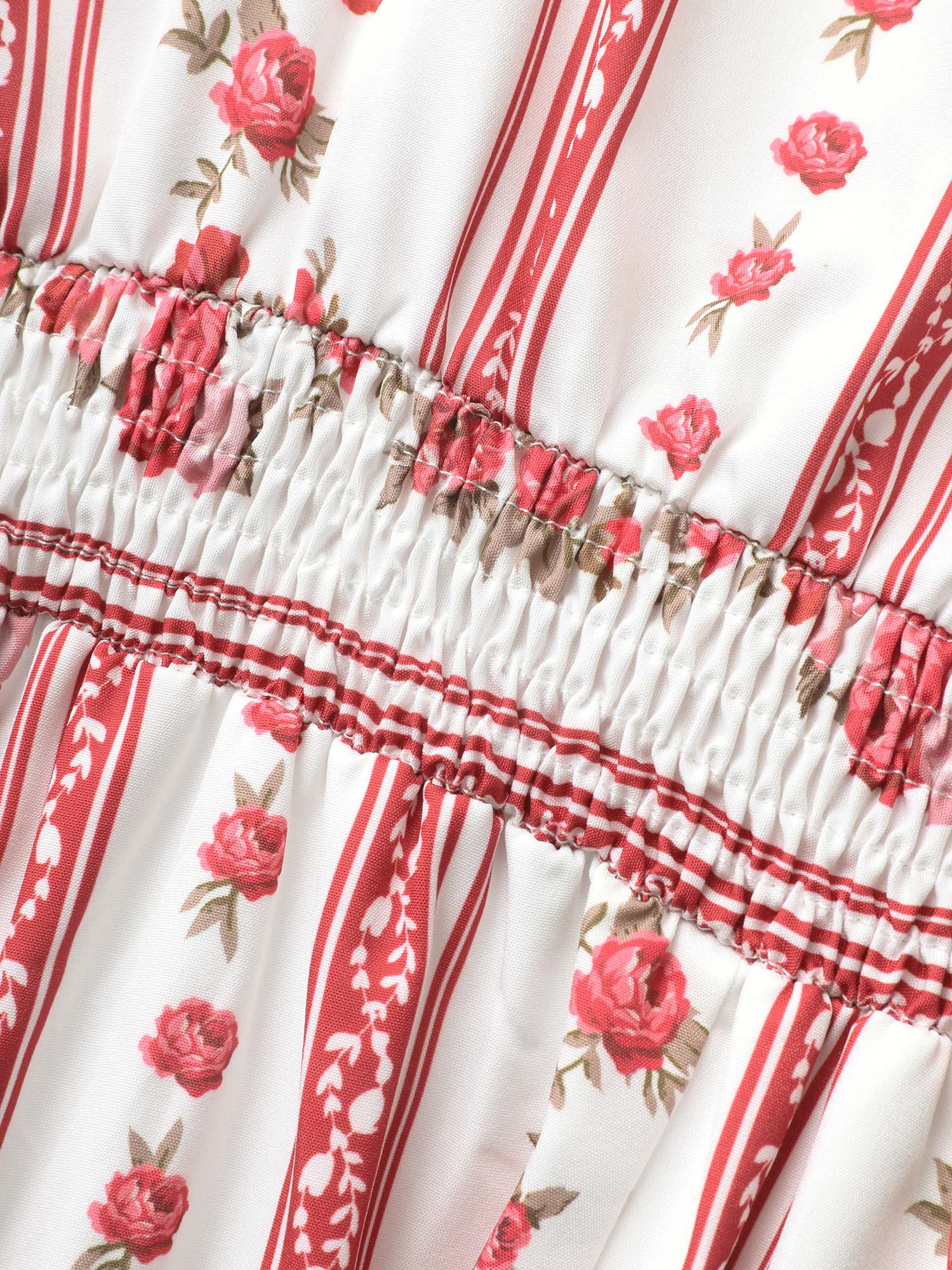 Heart Neckline Boho Print Shirred Cami Midi Dress