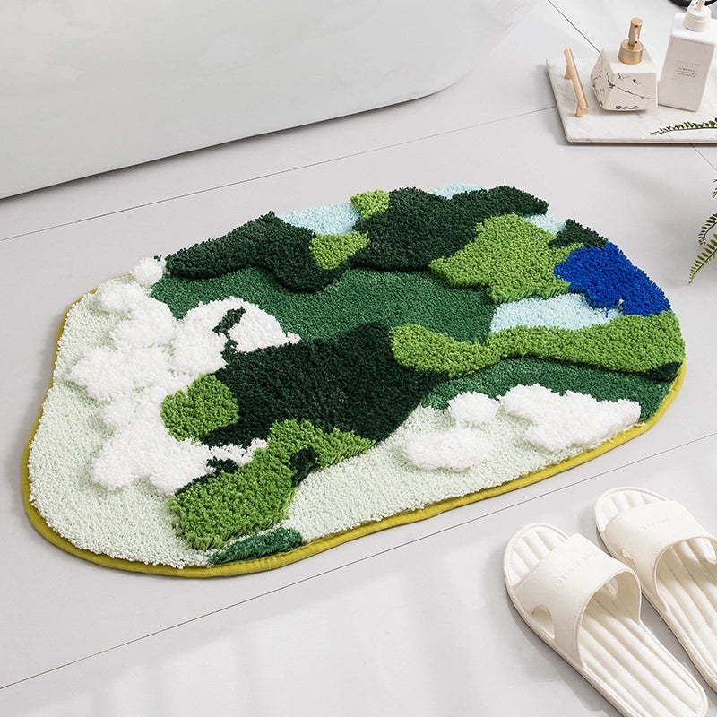 Casual Elegant Floral Flocking Polyester Carpet Bathing