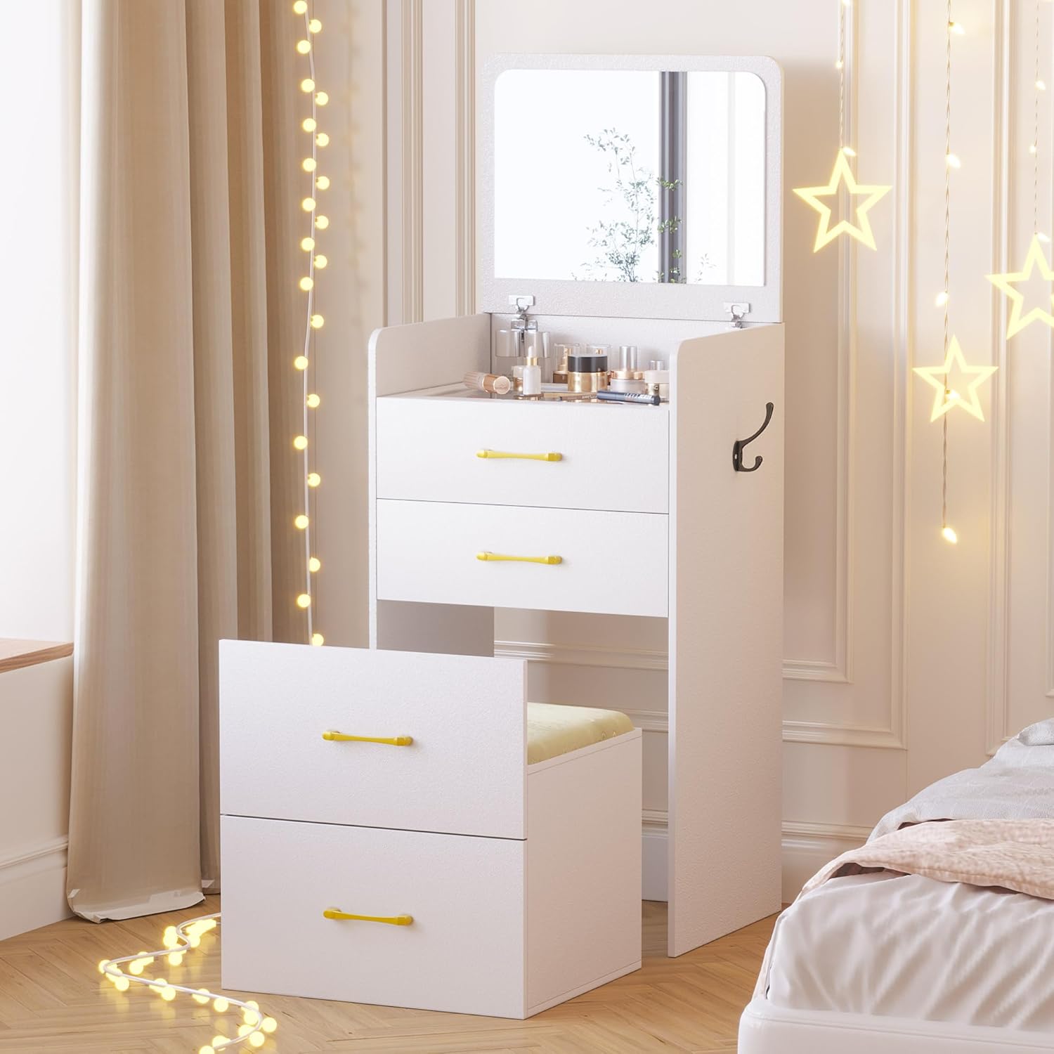 3 in 1 Vanity Desk with Flip Top Mirror for Bedroom