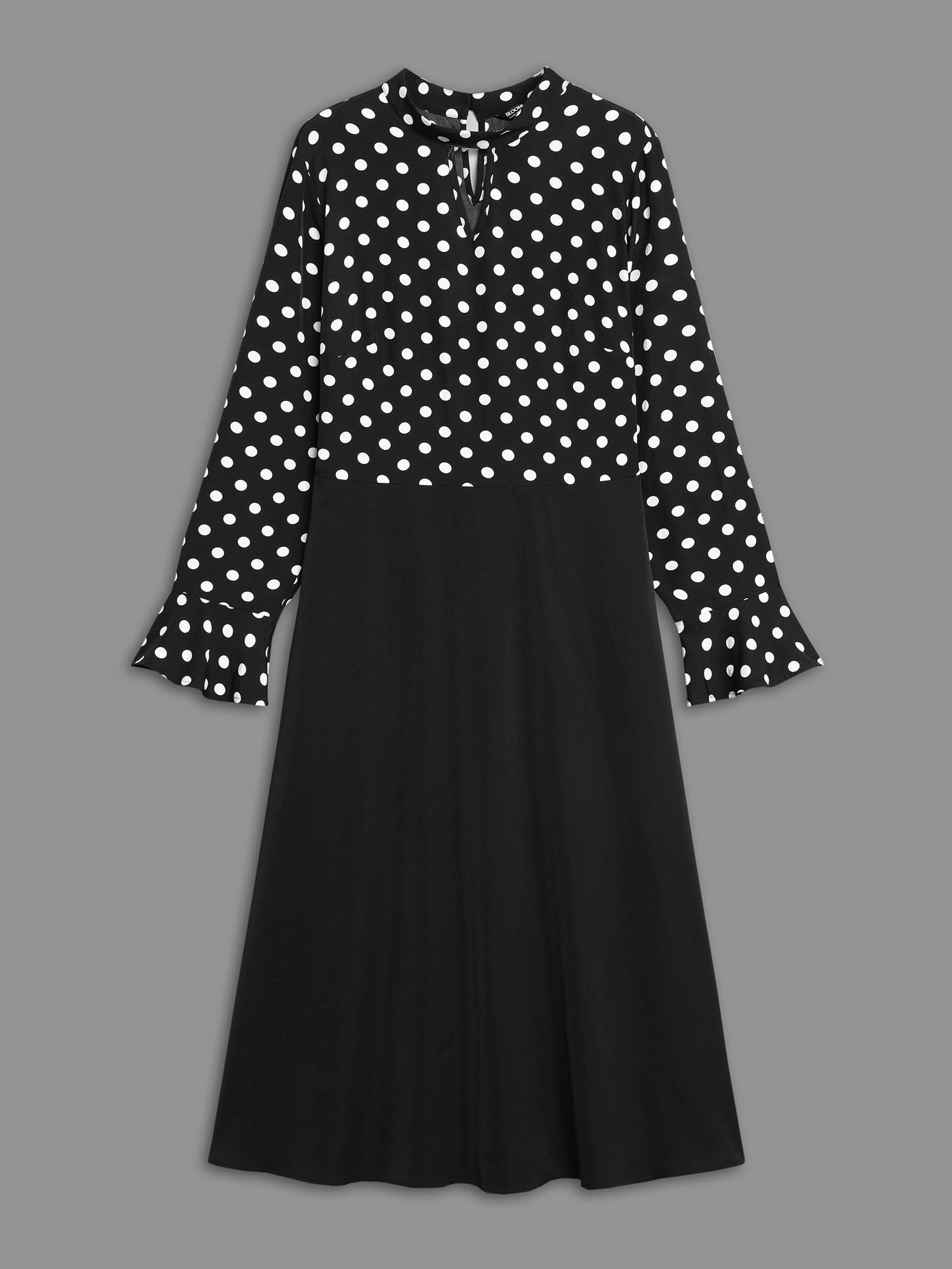 Polka Dot Patchwork Keyhole Dress