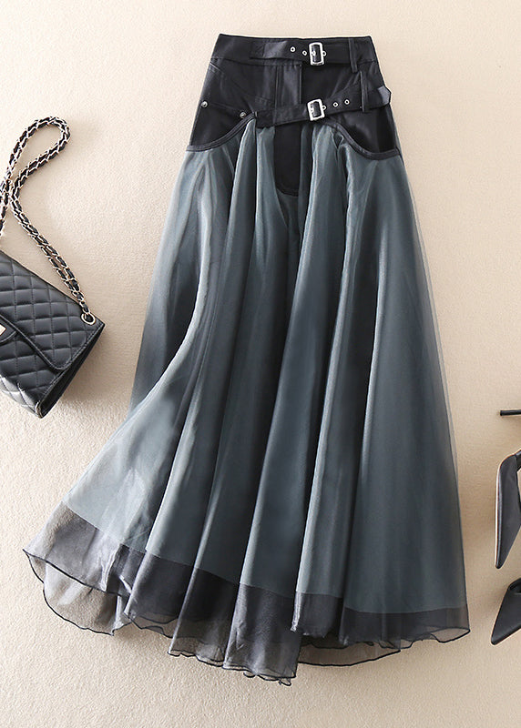 Grey fashion Patchwork Tulle Skirts Spring