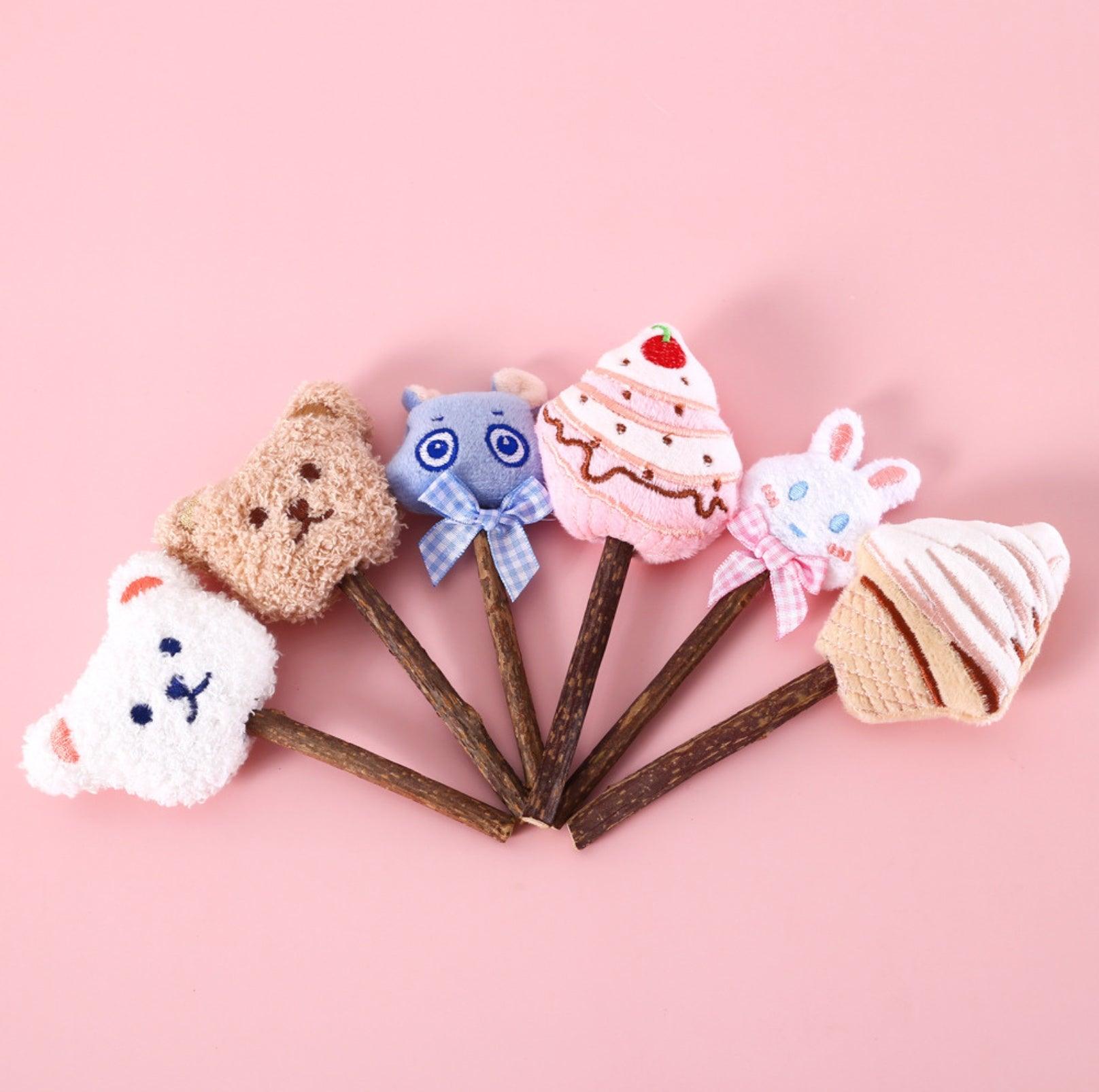 Polygonum Stick Cat Toys - Plush Cartoon Design