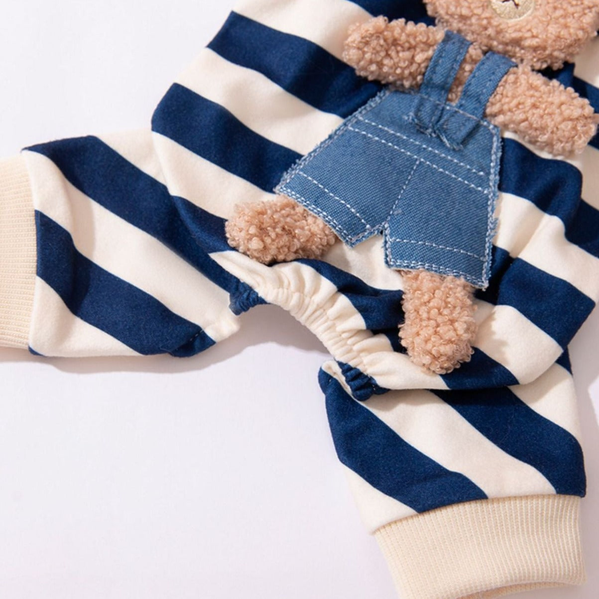 Striped Bear Printed Dog Cat Jumpsuit