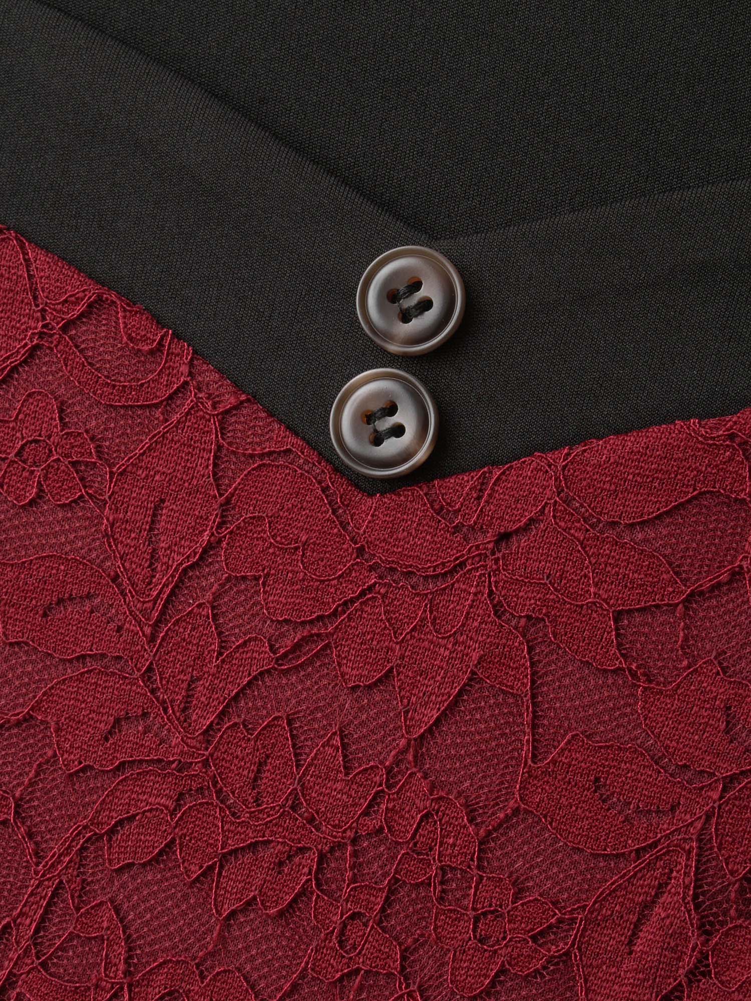 Lace Heart Neckline Pocket Midi Dress