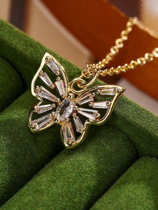 Cubic Zirconia Butterfly Pendant & Chain