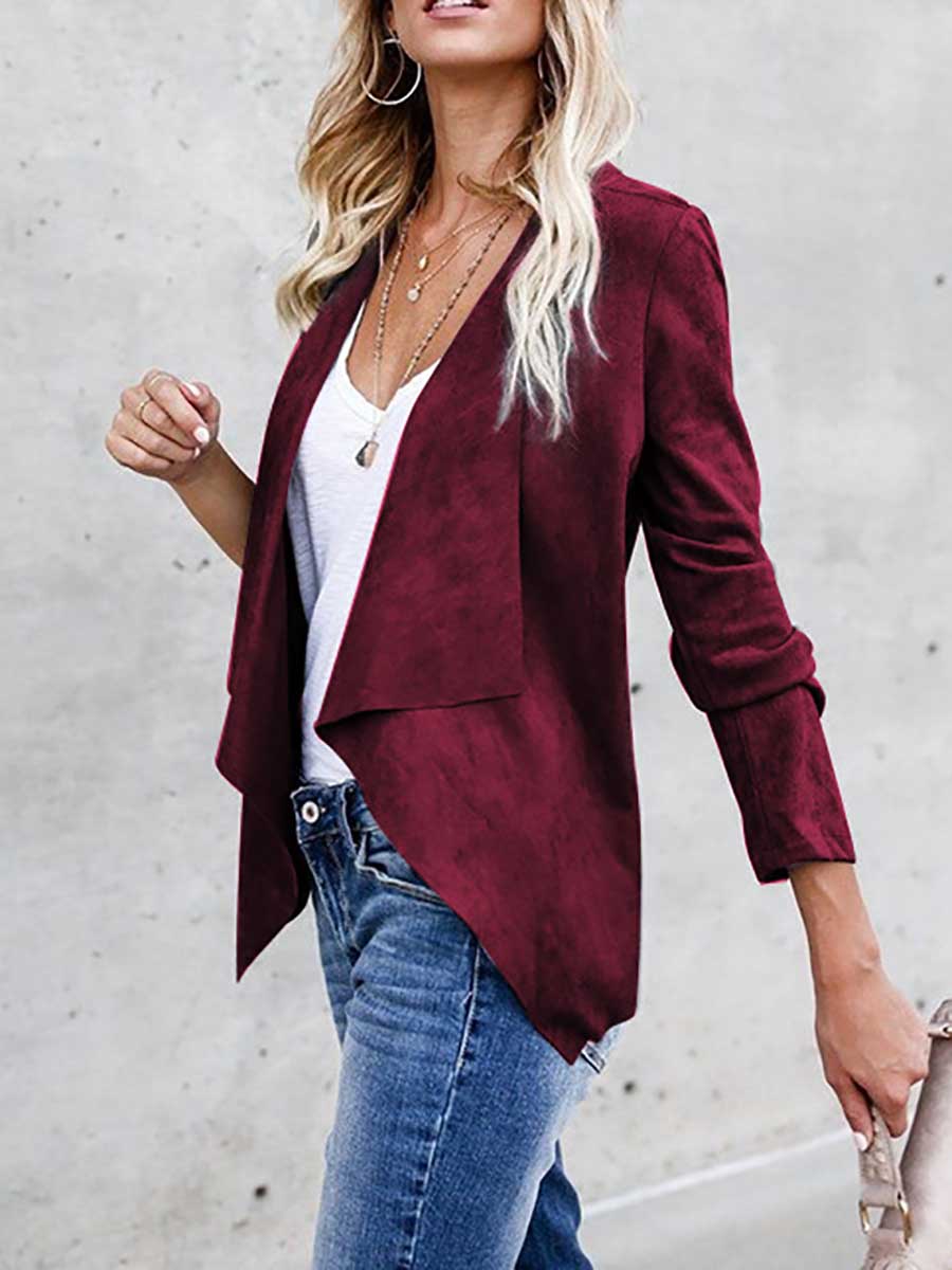Faux Buckskin Velvet Casual Jacket