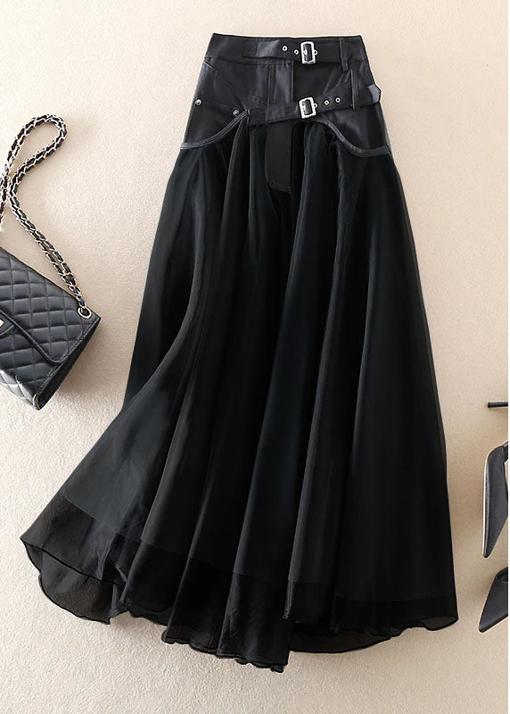 Grey fashion Patchwork Tulle Skirts Spring