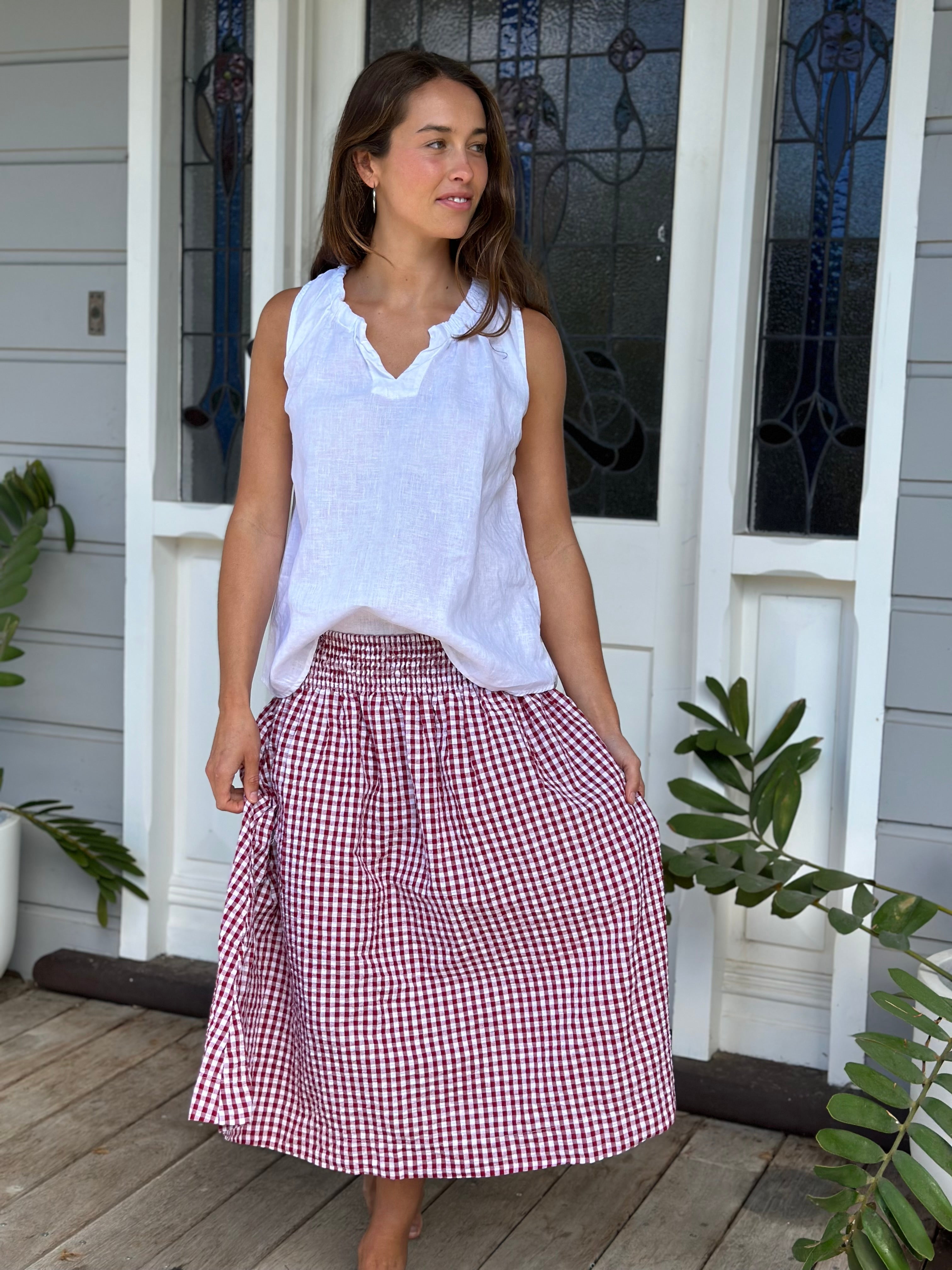 dark red gingham