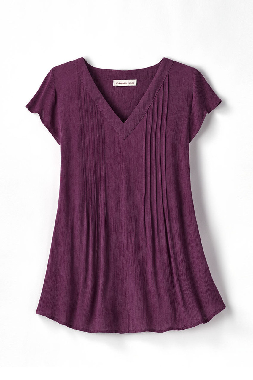 Solstice Tuck-and-Release Cap-Sleeve Blouse