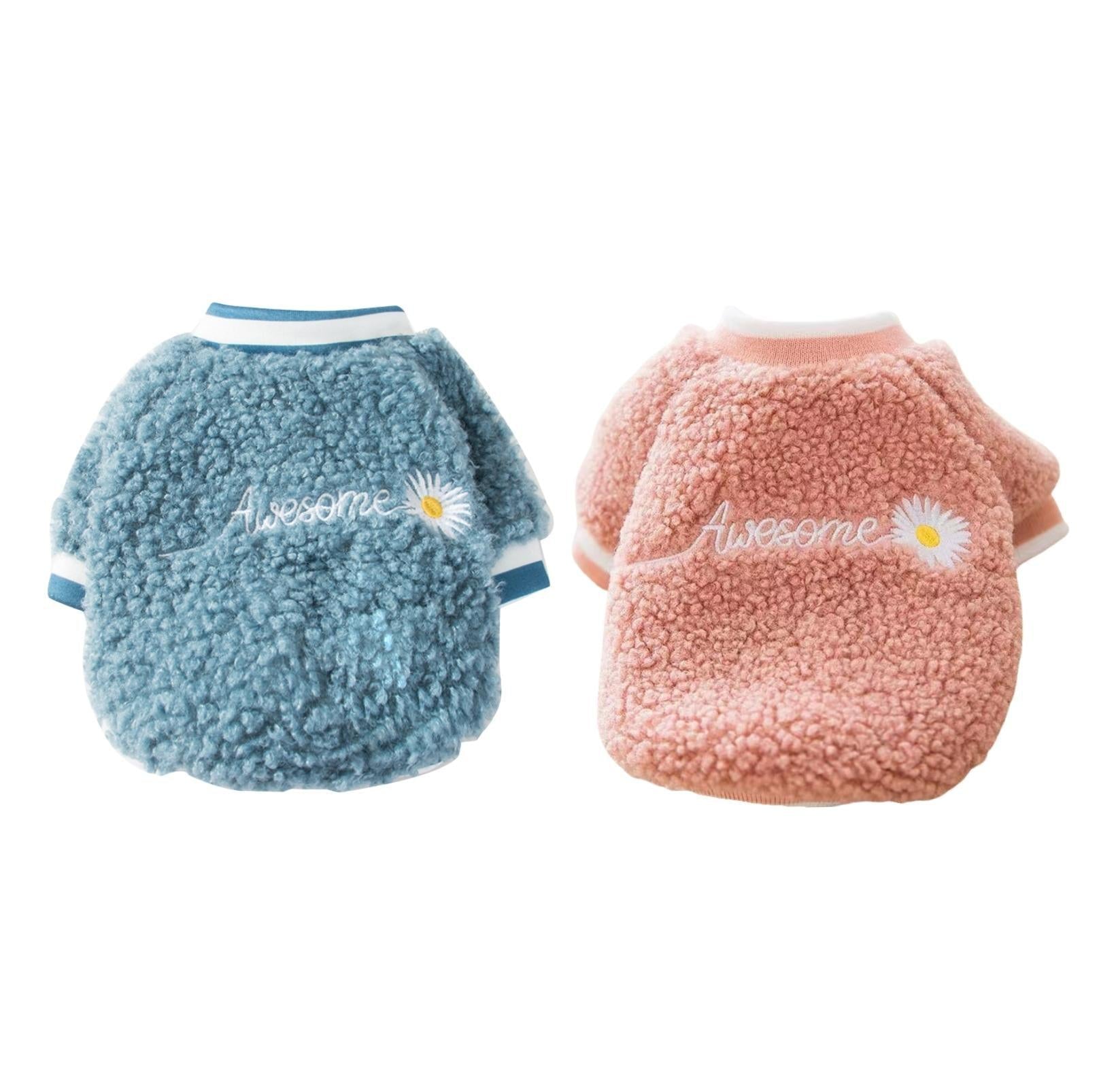 Daisy-Embroidered Wool Fleece Apparel for Dogs and Cats
