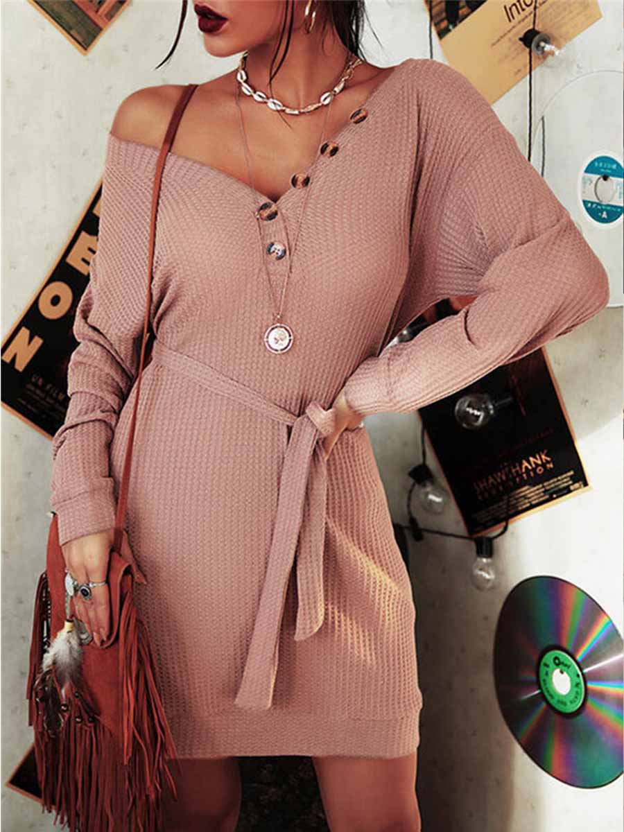 Sexy Button Knot Dress