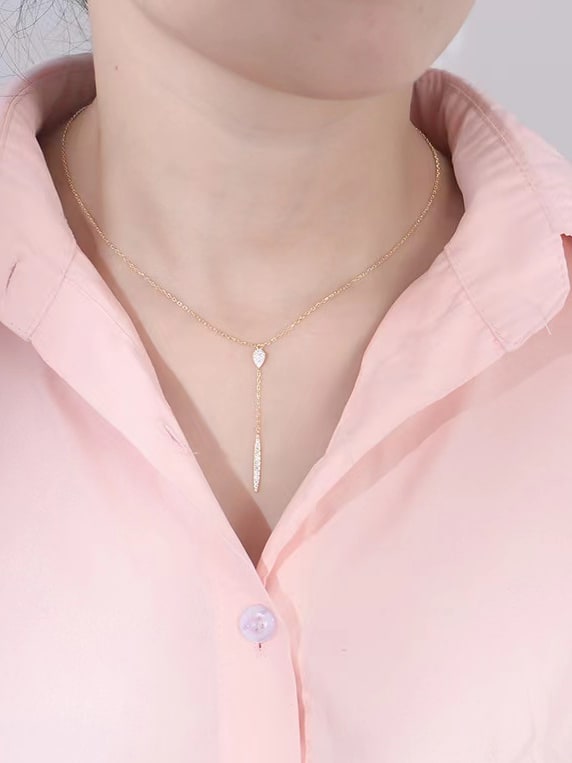 925 Sterling Silver Cubic Zirconia Drop Tassel Necklace