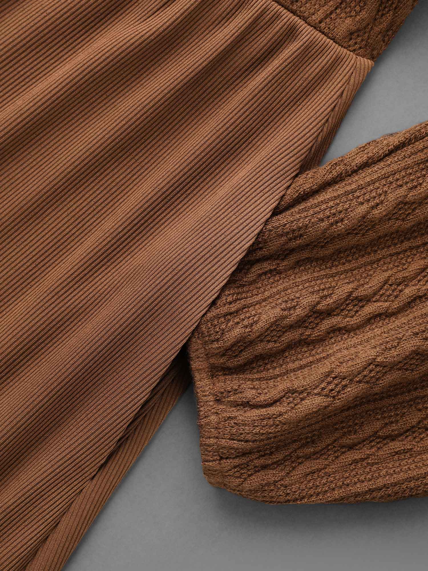 V Neck Textured Patchwork Knit Dress