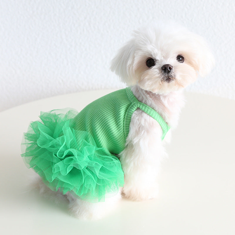 Multi-color Cotton Dog Cat Lace Dress