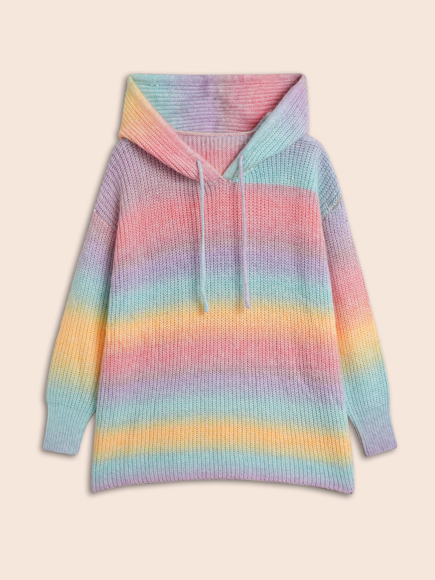 Ombre Contrast Hooded Drop Shoulder Pullover