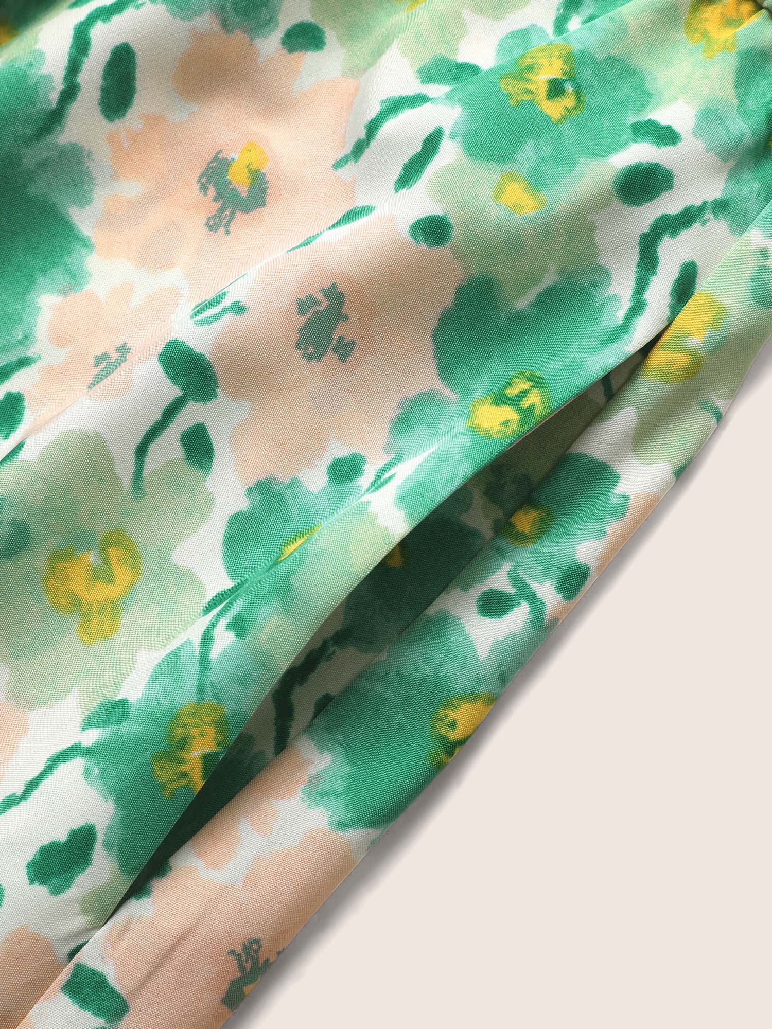 Floral Surplice Neck Belted Midi Dress