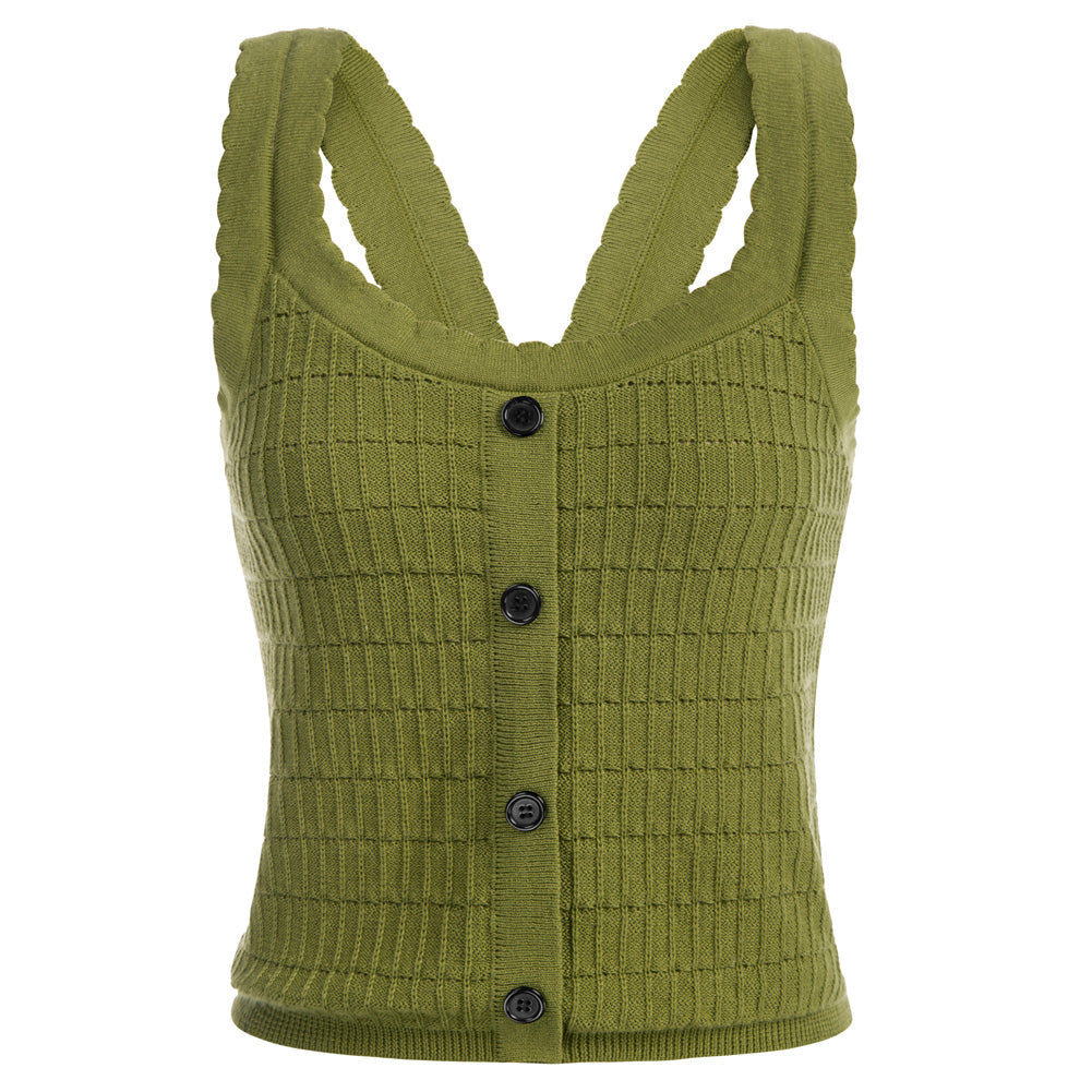 Vintage Fans Look of Jacquard Textured Outfits U-Neck Tops+Above Knee Skirt Knitwear