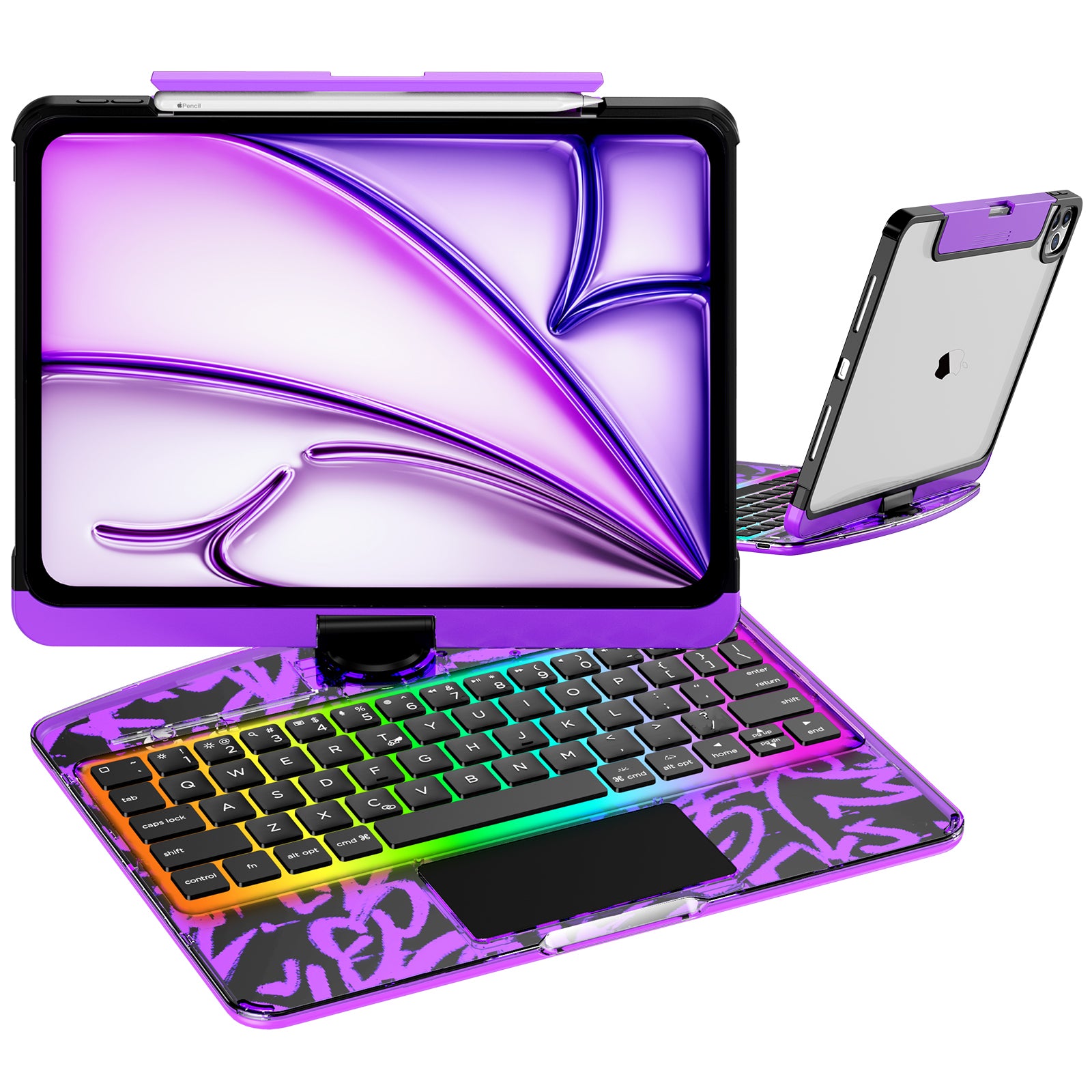 Transparent  iPad keyboard case 360° transparent iPad keyboard