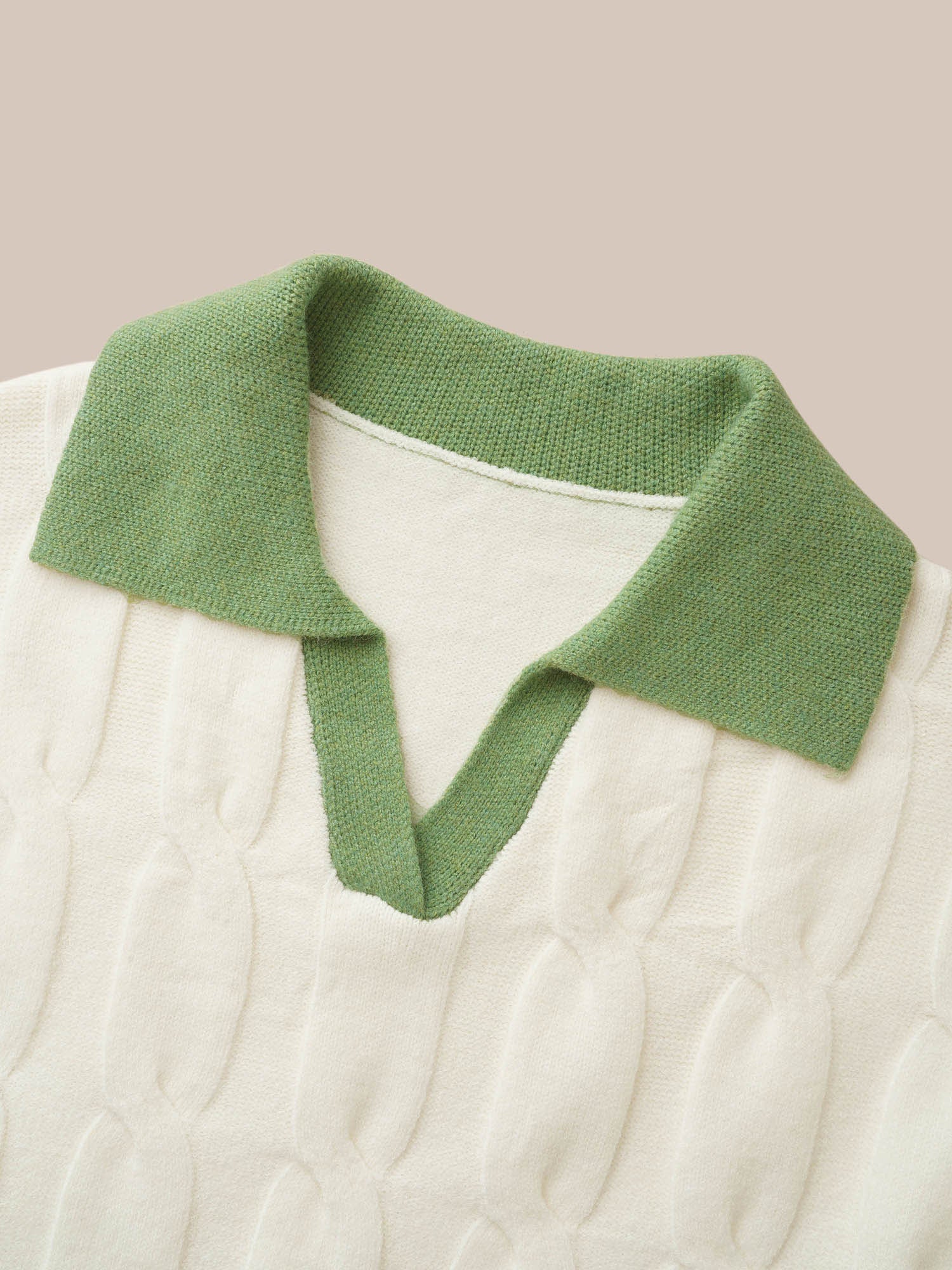 Supersoft Essentials Contrast Polo Neck Cable Knit Pullover