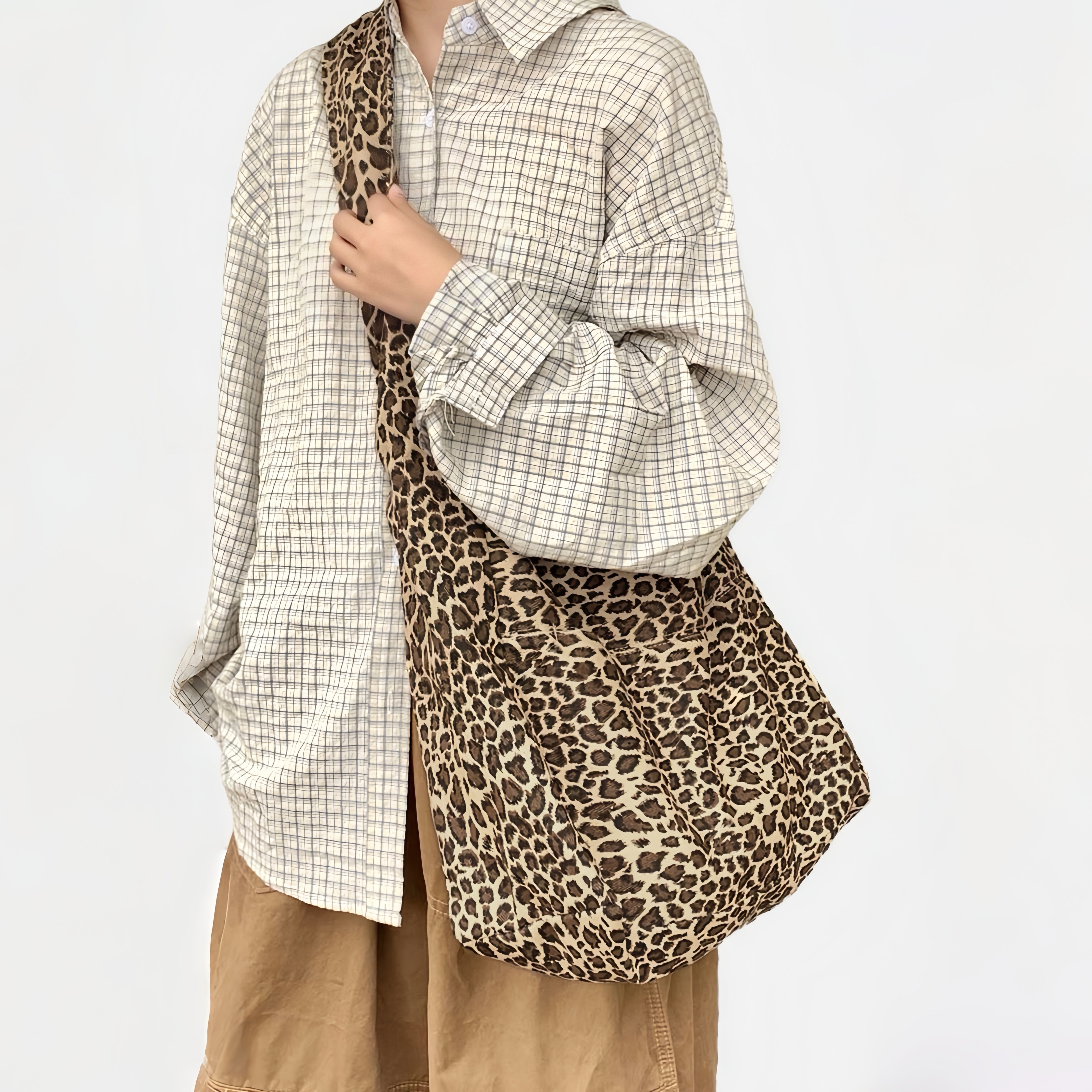 Primal Leopard Canvas Slouchy Bag