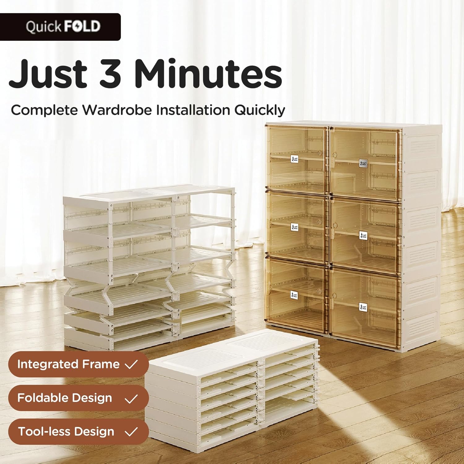 ANTBOX Portable Shoe Rack Organizer for Closet Entryway, Stackable Sneaker Storage Shoe Cabinet with Magnetic Clear Door, Large Plastic Storage containers Bins with Lids 5 Tiers 20 Pairs