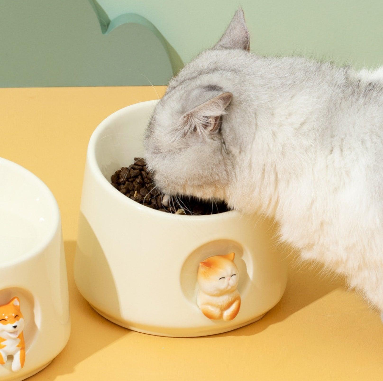 Adorable 3D Ceramic Cat Bowls Small Dog Bowls