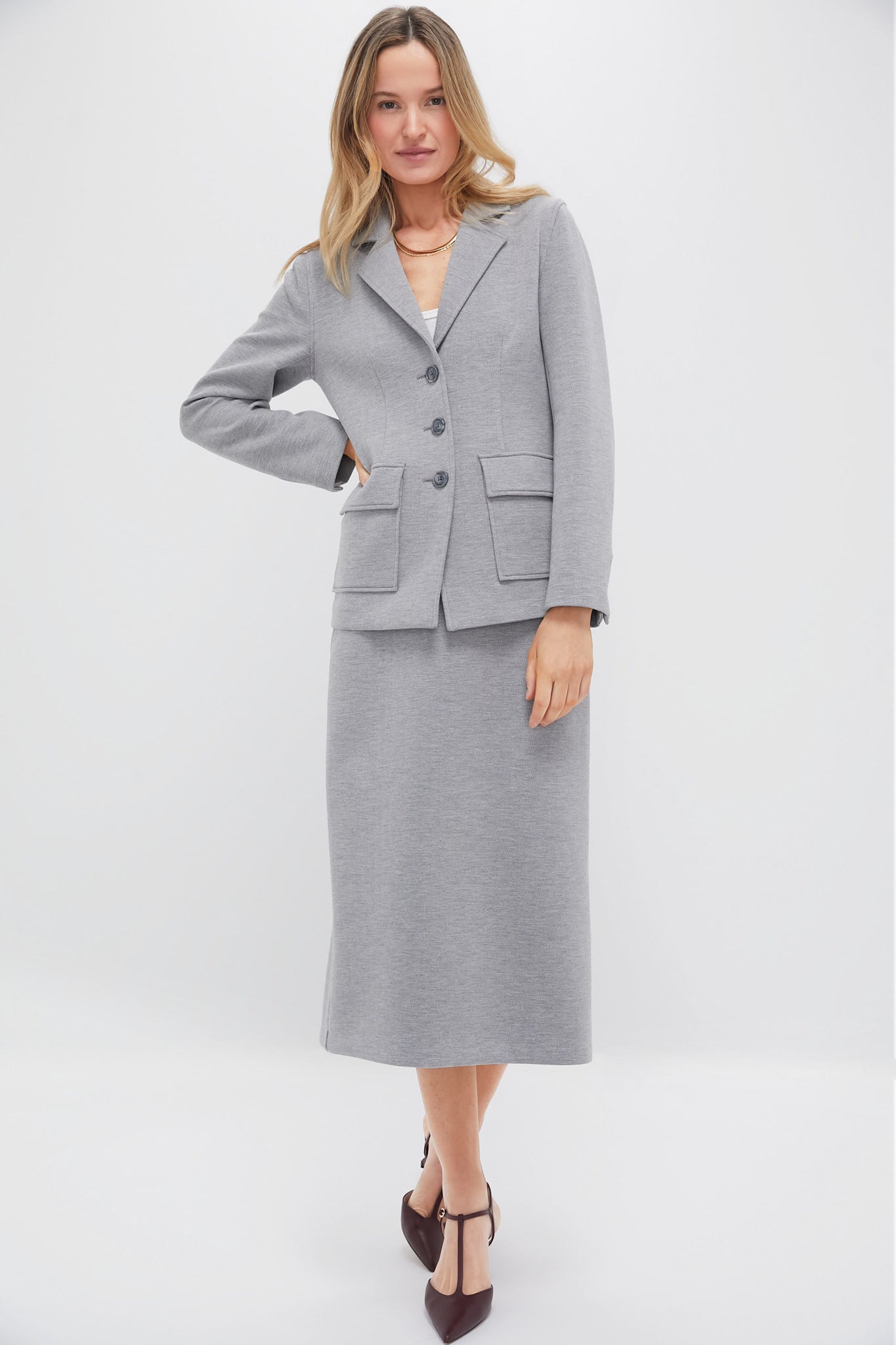 Gray Herringbone Jeanne Travel Blazer