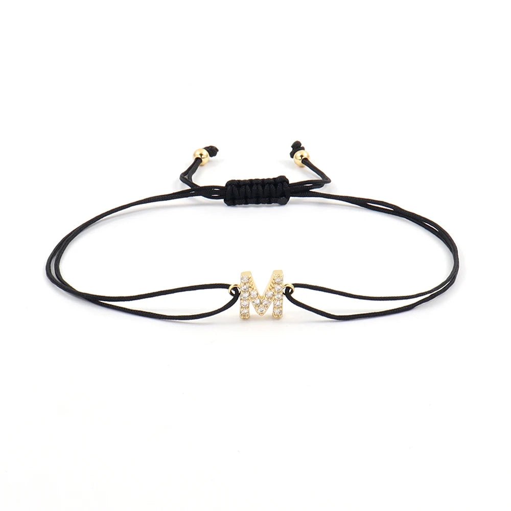 Minimal Diamond Letter Initial Strung Bracelet